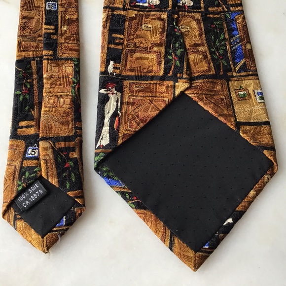 Vintage Sazari Burlesque Pin Up Print Silk necktie - Picture 4 of 5